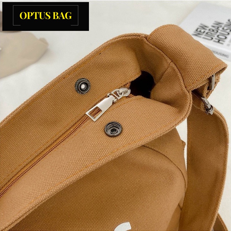Túi Xách Đeo Vai Vải Canvas Đeo Chéo Optusbag Phong Cách Nhật Bản Thời Trang Cho Nam Nữ