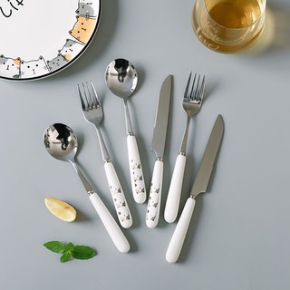 Gốm thép không gỉ dao nĩa Steak dao nĩa hộ gia đình muỗng, muỗng ăn bằng thép không gỉ muỗng đầy đủ bộ muỗng dao nĩa