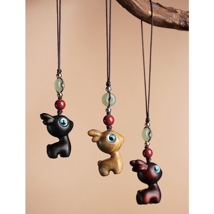 Móc khóa/ Dây treo điện thoại hươu thiên lộc làm từ gỗ đàn hương - Mang lại may mắn tài vận