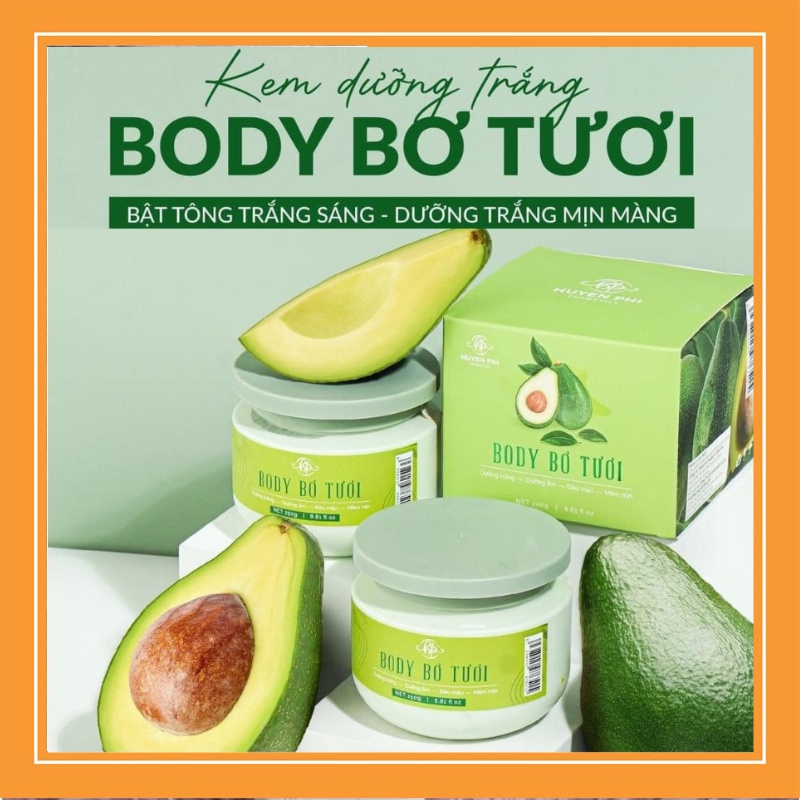 Kem Body Bơ Tươi Huyền Phi Dưỡng Ẩm Dưỡng Trắng Giúp Da Mềm Mịn