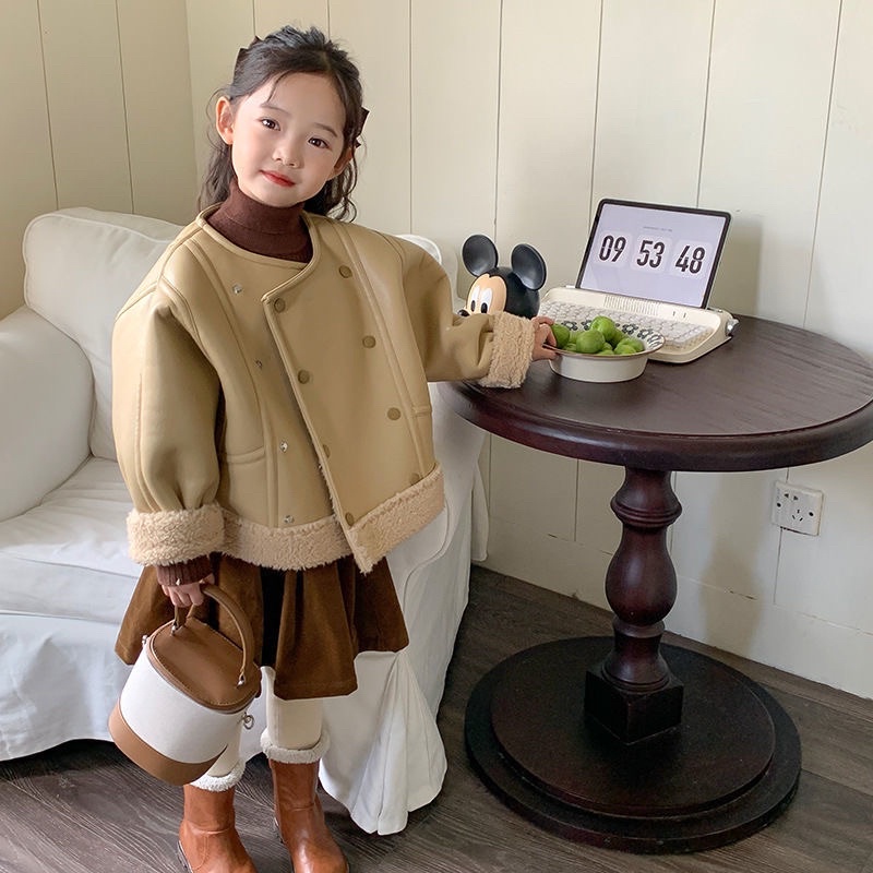 Áo khoác da thời trang thu đông cao cấp cho bé. Áo da có lớp lót lông cừu siêu ấm mềm mịn