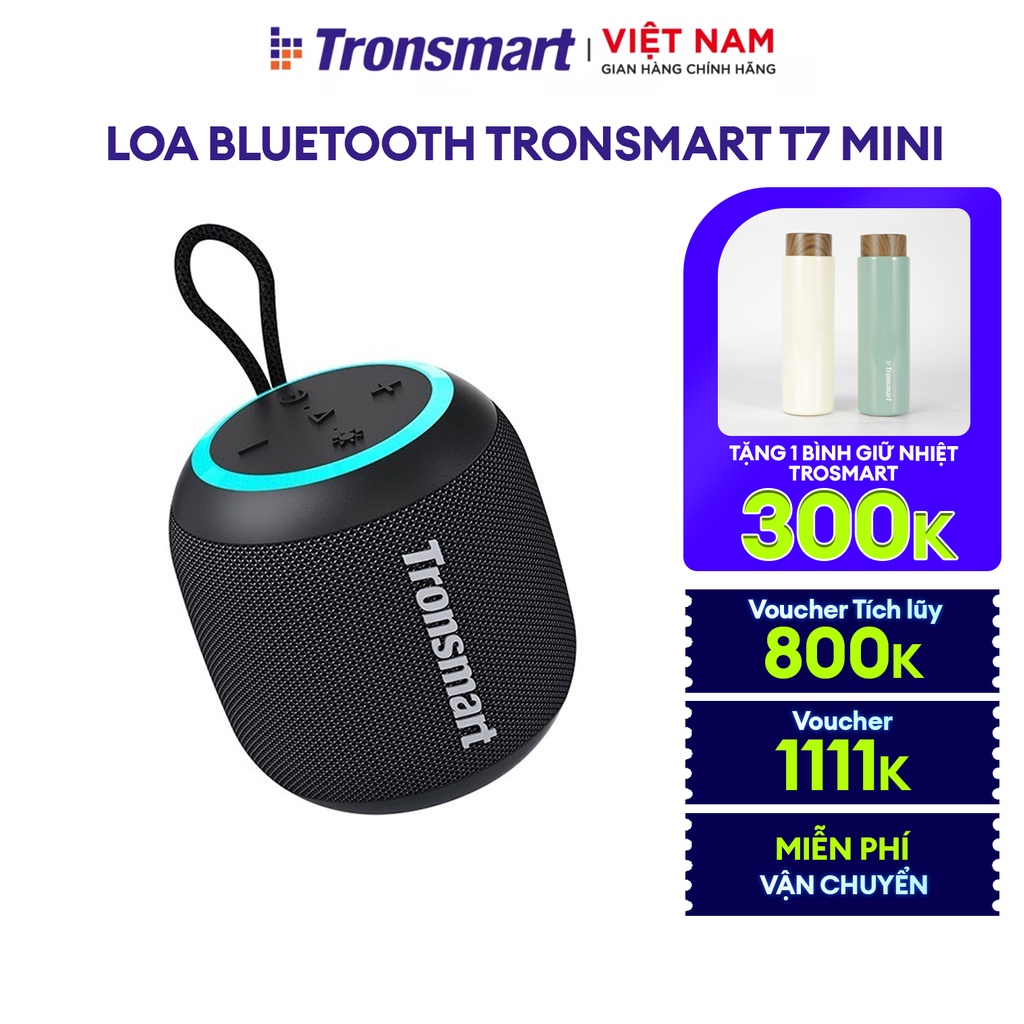 Loa Bluetooth Tronsmart T7 Mini Công suất 15W Âm thanh siêu trầm - Chống nước IPX7 - Hàng phân phối chính hãng