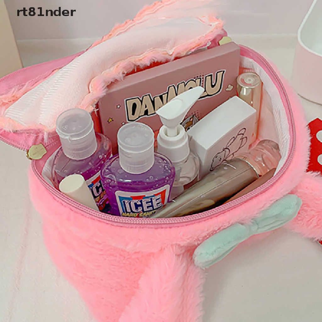 Rt Túi Đựng Mỹ Phẩm Xách Tay Bằng Lông Nhung Họa Tiết Hoạt Hình Anime Dễ Thương Dành Cho Học Sinh Nữ