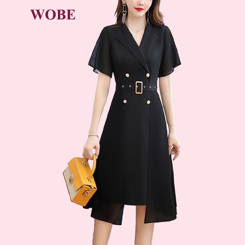 Váy dự tiệc công sở hàn Quốc bigsize cao cấp thiết kế dáng suông sang trọng đẹp P02 ĐEN- WB WOMAN & BEAUTY