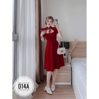 BIGSIZE Đầm nhung nơ cổ D14A
