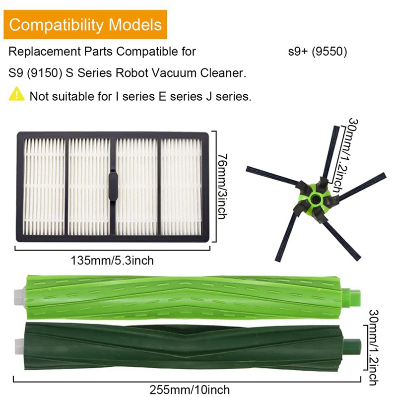 Chổi Chính / Bên / Tấm Lọc HEPA Thay Thế Cho Robot Hút Bụi IRobot Roomba S9