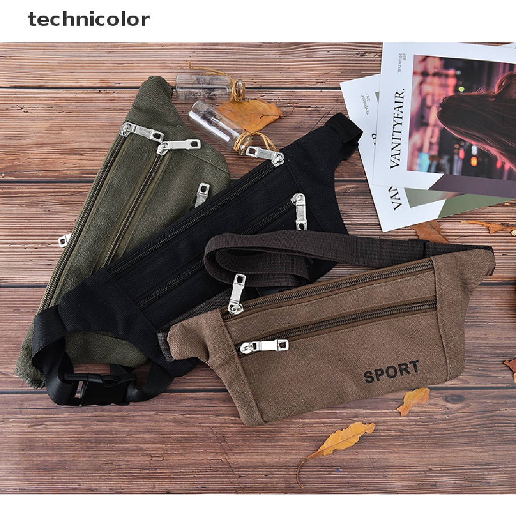 1 Túi Đeo Hông Bằng Vải canvas Cỡ Lớn Có Khóa Kéo Thời Trang Tiện Dụng Mang Theo Du Lịch / Cắm Trại