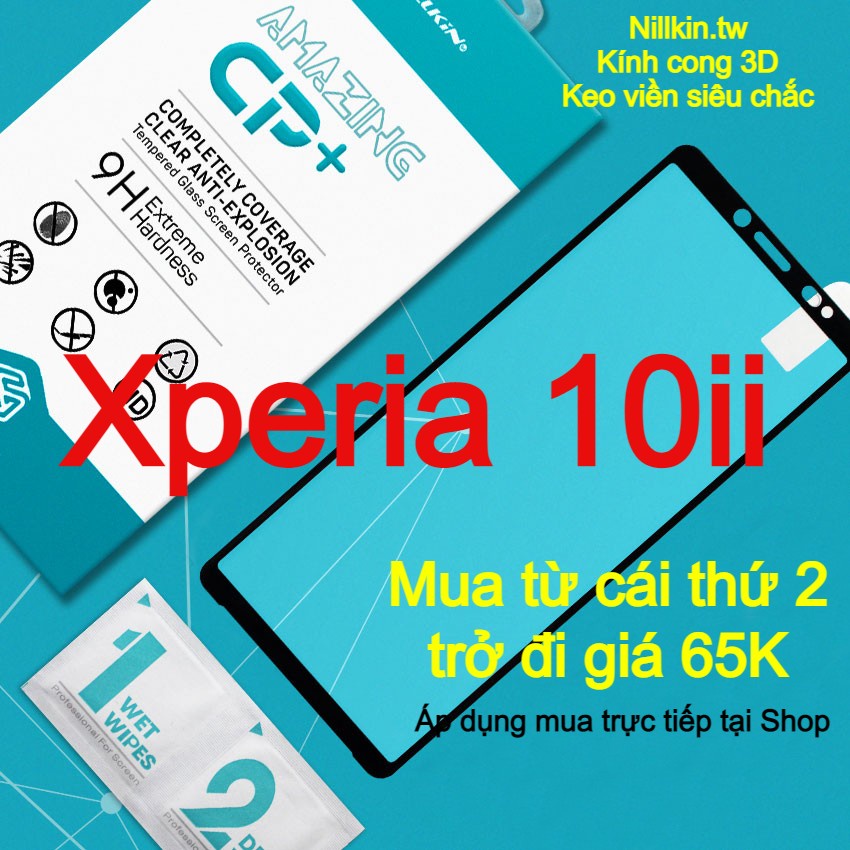Kính cường lực cho Sony Xperia 10ii hiệu Nillkin.tw kính cong 3D keo viền siêu chắc
