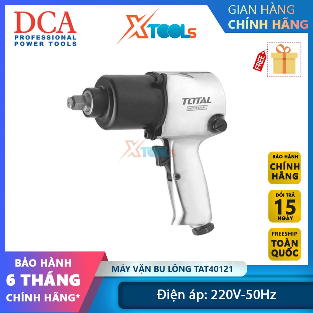 Máy vặn bu lông dùng khí nén Total TAT40121 Súng siết bu lông dùng hơi Đóng đinh vuông 13mm Kích thước 16mm (5/8")