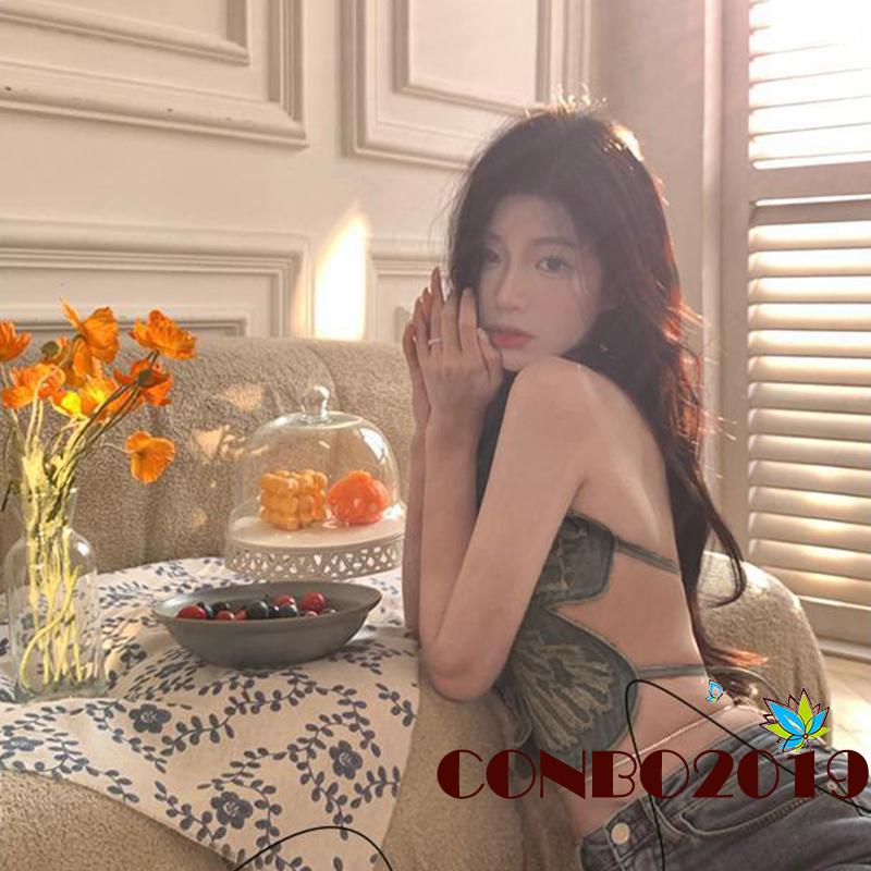 Áo Croptop Sát Nách Hở Lưng In Họa Tiết Bướm 3D Thời Trang Mùa Hè Cho Nữ