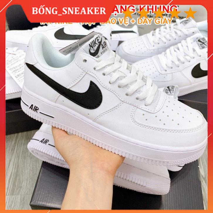 Giày af1 thể thao nam nữ _Nike Trắng vệt đen Air Force 1, white black đễ phối đồ full box bull