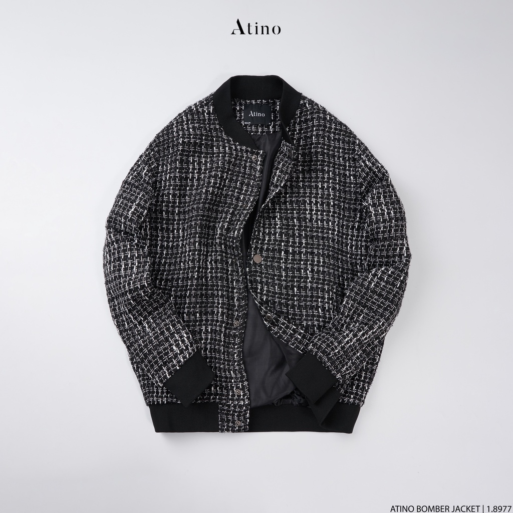 Áo Khoác Nỉ Dạ Bomber Nam Họa Tiết ATINO Hàn Quốc Phong Cách Trẻ Trung Chuẩn Form AK1.8977
