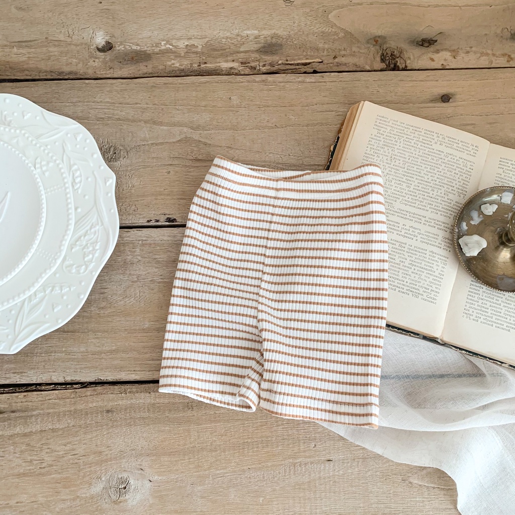 Quần Short Thể Thao Bằng Cotton Màu Trơn In Họa Tiết Kẻ Sọc Thời Trang Dành Cho Bé Trai Gái 0-2 Tuổi