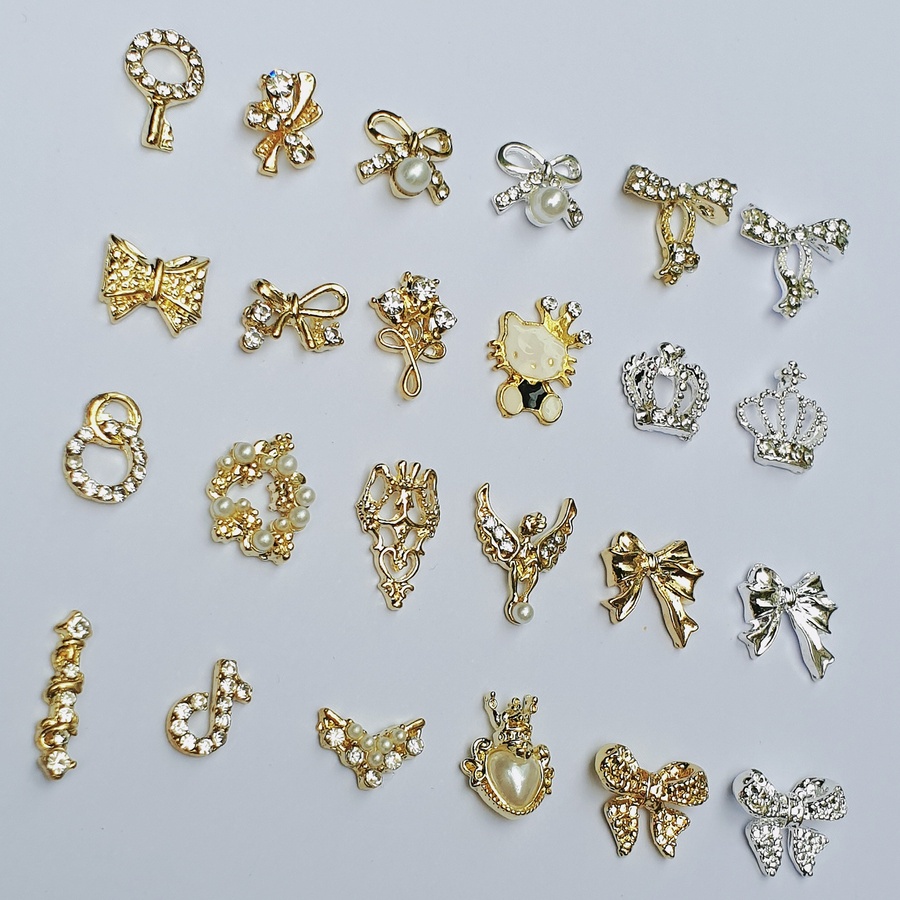 Set 10 charm nail CAO CẤP gắn móng, trang trí móng tay siêu xinh, đá xịn sáng đẹp - Mẫu lộn xộn