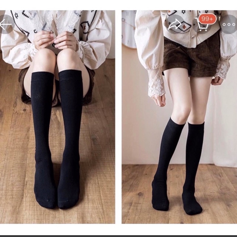 Tất cổ cao nữ đẹp vớ trơn hàng chính hiệu MUJI thời trang nữ cute style hàn quốc cotton cao cấp kháng khuẩn