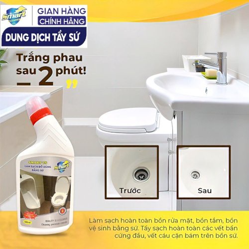Nước Tẩy rửa làm trắng đồ dùng bằng sứ SMART TS - Vệ Sinh bồn cầu, bồn rửa mặt - Follow tặng voucher 30K