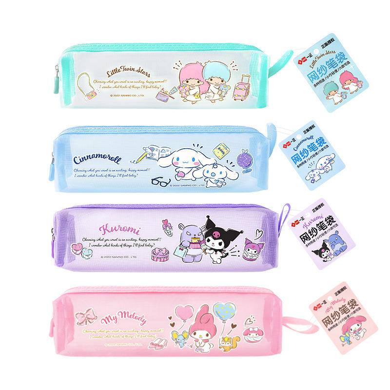 Sanrio Mymelody Kuromi Cinnamoroll Hộp Đựng Bút Bằng Lưới Nylon Trong Suốt Đơn Giản Cho Học Sinh / V