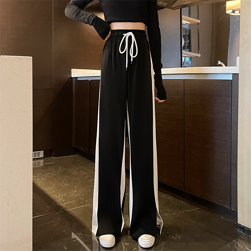 Quần ống rộng Xẻ Tà Phối Màu Tương Phản Thời Trang Mùa Thu Mới Cho Nữ