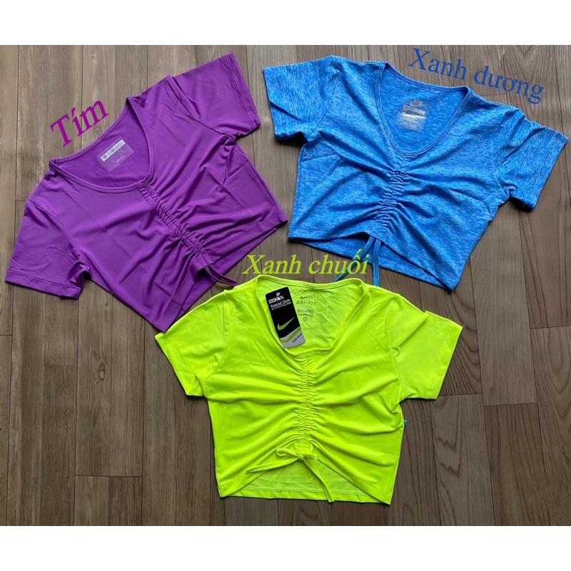 Áo croptop dây rút tập gym,yoga, thể thao chạy bộ, đi chơi co giãn thoải mái