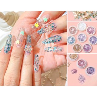 set nhũ vảy cá 8 màu trang trí móng