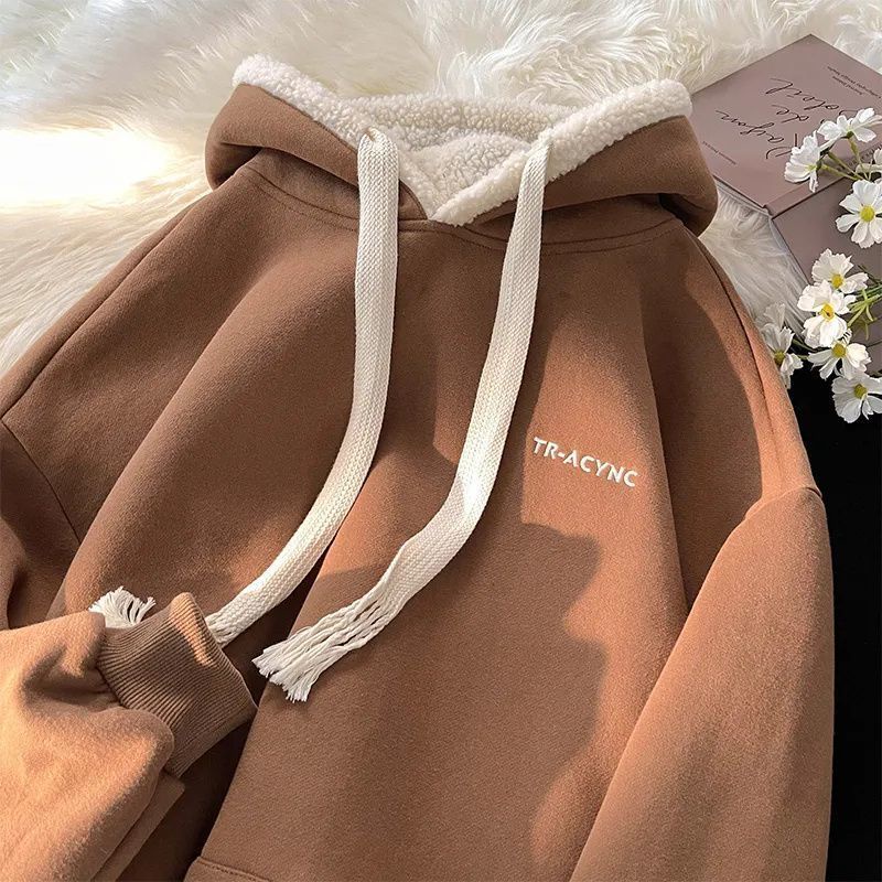 COZOK Áo hoodie COZOK tay dài dáng rộng phong cách thời trang Hàn Quốc