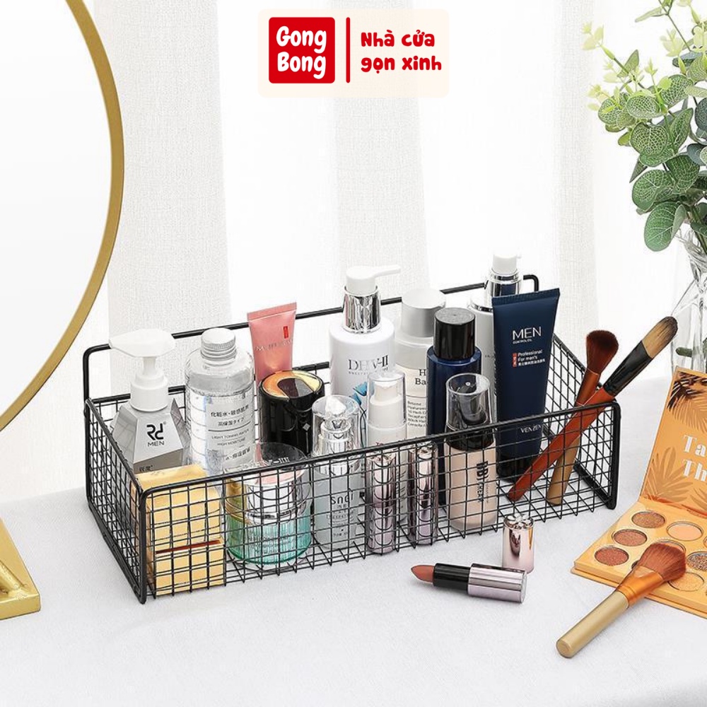 Kệ sắt dán tường siêu chắc chắn giá đựng mỹ phẩm dán tường không khoan đục cao cấp không rỉ