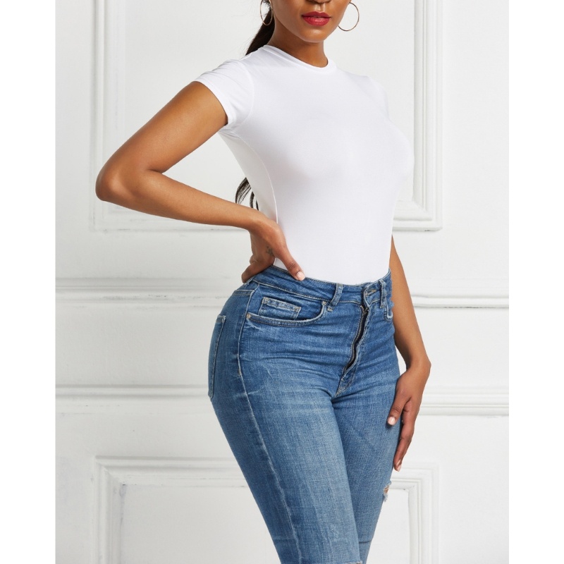 Áo Thun Tay Ngắn Cổ Tròn Màu Sắc Đơn Giản Cho Nữ