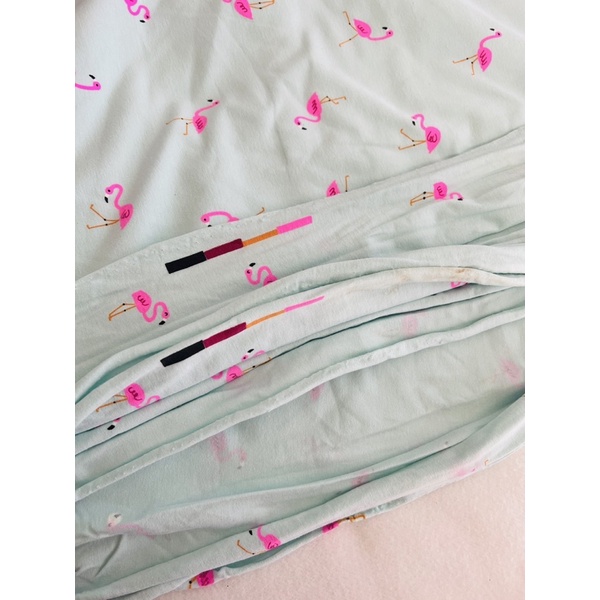 Vải thun cotton 4c hình hạc nền xanh mint