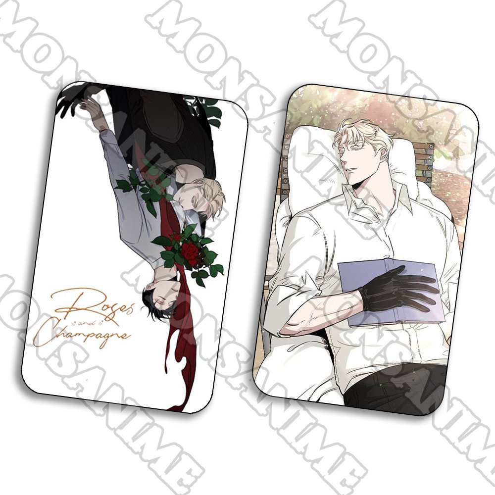 Ảnh card bo góc in hình ROSES AND CHAMPAGNE Hoa Hồng và Rượu Vang manhwa boylove thẻ bo viền 5*8cm sưu tầm