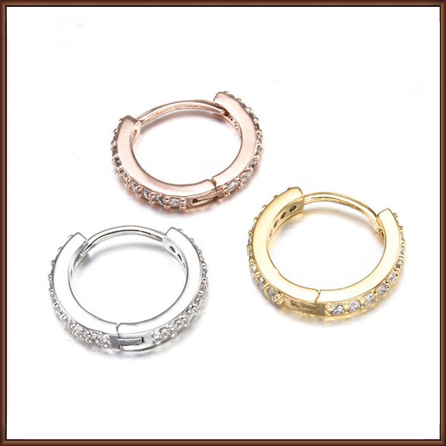 Khuyên Tai Tròn Nhỏ Đính Đá Zircon Thời Trang Cho Nữ