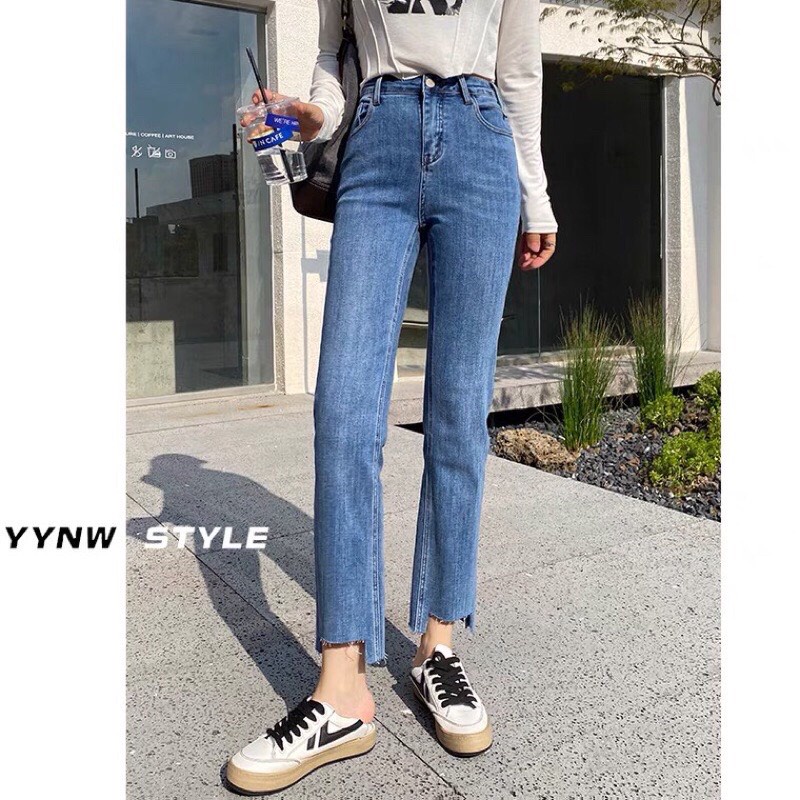Quần bò jean nữ ống loe đứng rộng suông co giãn jeans cạp cao cao cấp Hottrend 2023 | BigBuy360 - bigbuy360.vn