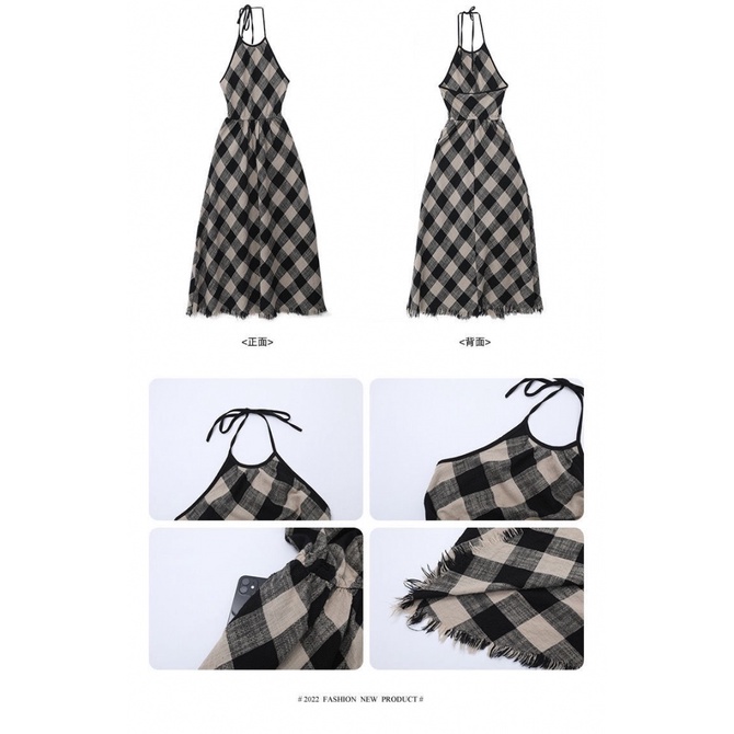 Đầm Hai Dây Dáng Dài Họa Tiết Sọc Caro Phong Cách Pháp Cao Cấp Thời Trang Mùa Hè Hàng Mới Dành Cho Bạn Nữ