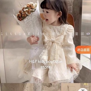Váy ren dài tay tiểu thư mềm mại cho bé gái.