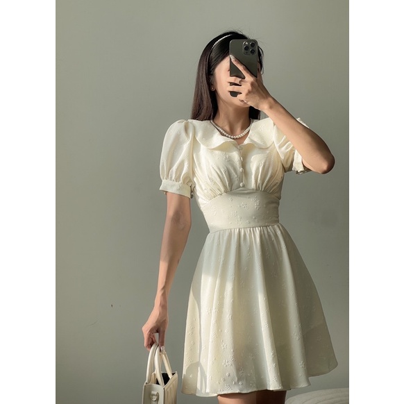 Mell08 dress - Váy ngắn dáng xoè cổ sen dễ thương Onmellem