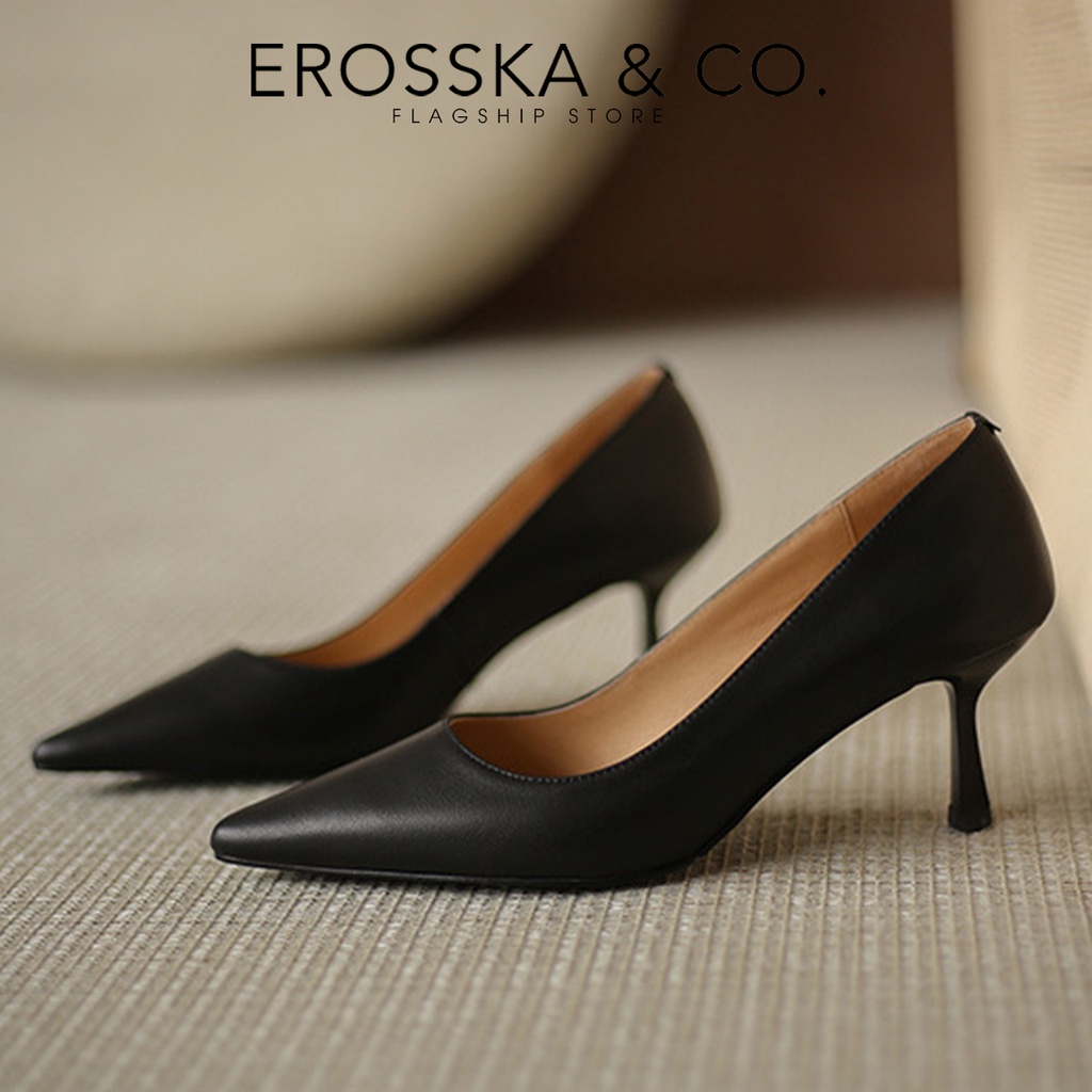 Erosska - Giày cao gót nữ mũi nhọn kiểu dáng cơ bản thanh lịch cao 8cm màu trắng - EP010