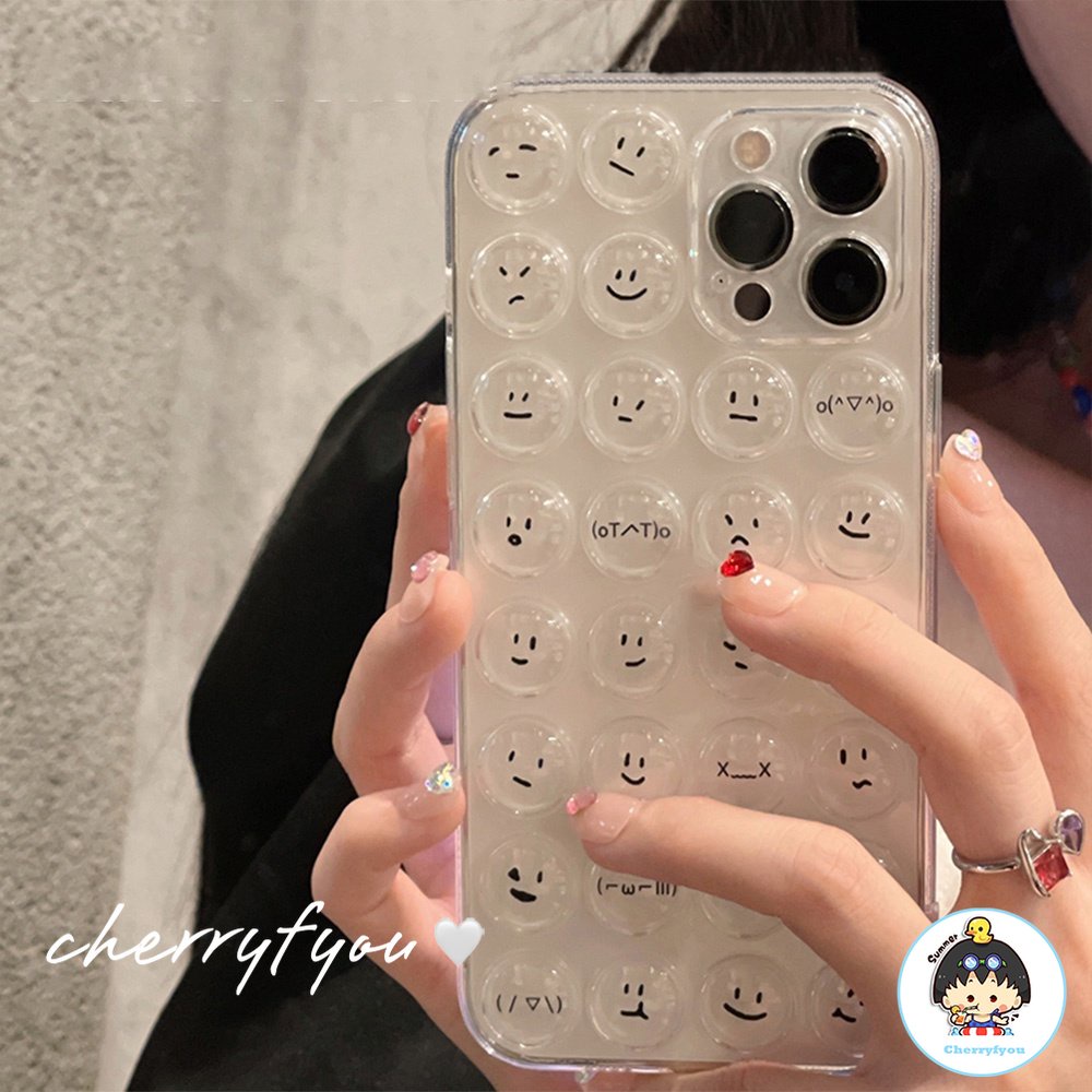 Ốp Điện Thoại TPU Dẻo Họa Tiết Mặt Cười Đơn Giản Chống Sốc Cho IPhone 14 13 12 11 Pro Max