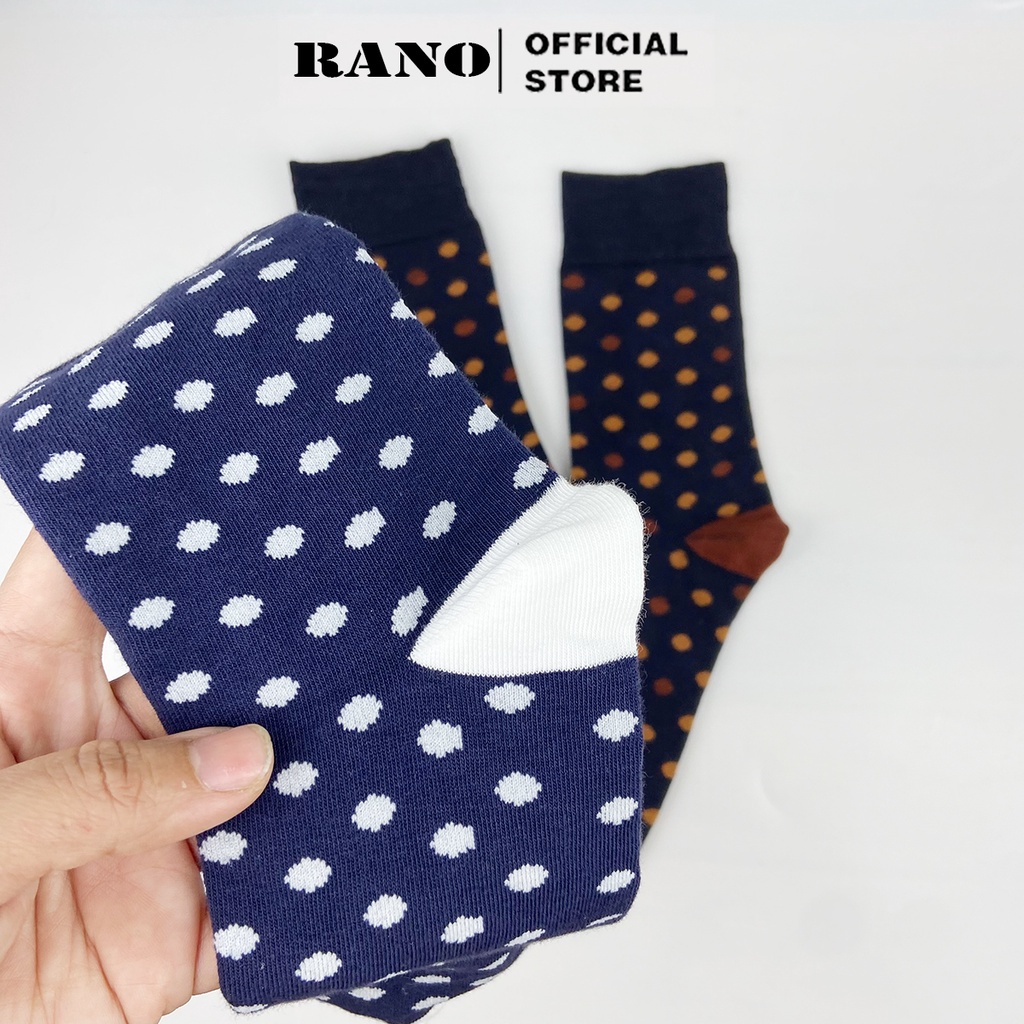 Combo 4 đôi tất nam cổ cao công sở mang giầy tây họa tiết chấm bi chất liệu Cotton cao cấp thương hiệu RANO