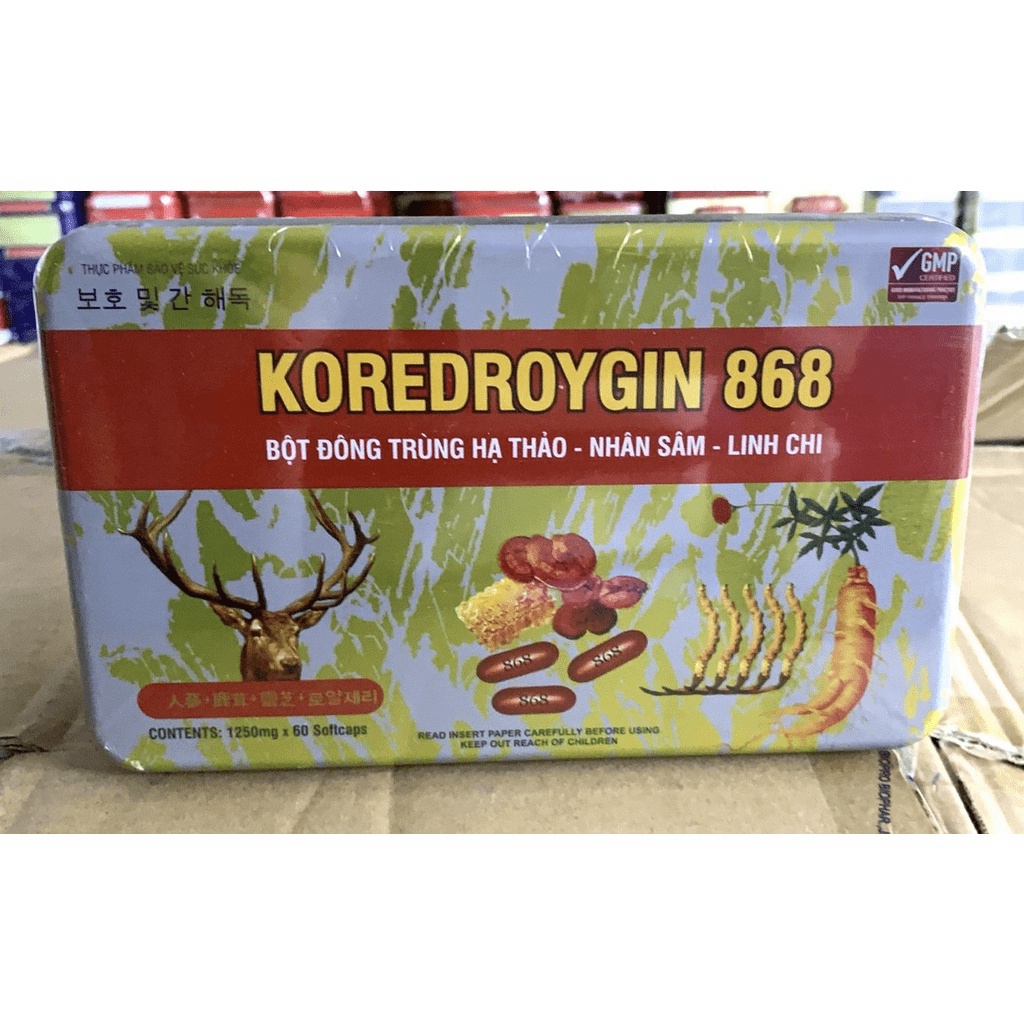 Korean red ginseng gold Giúp bồi bổ cơ thể, ăn ngủ ngon, cho người suy nhược cơ thể Koredroygin 868 linh chi, nhân sâm