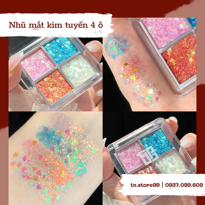 Nhũ mắt 4 ô kim tuyến Kira DIKALU (nội địa trung)