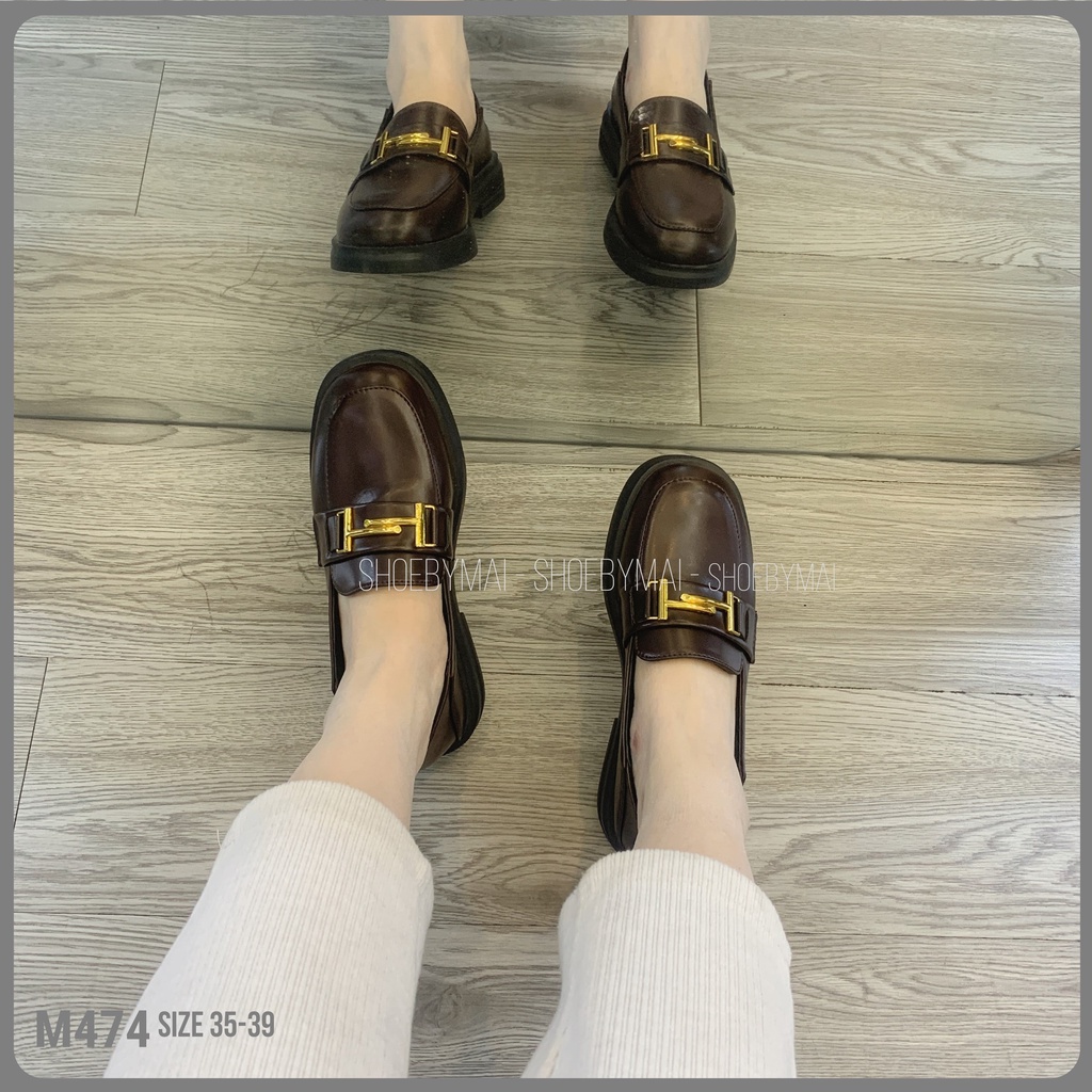 Giày moca nữ gắn họa tiết thời trang M474