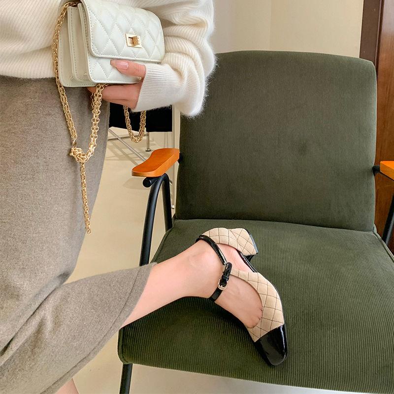 Giày Mary Jane Gót Dày Mũi Vuông Phong Cách Thời Trang Mùa Thu 2022 Mới