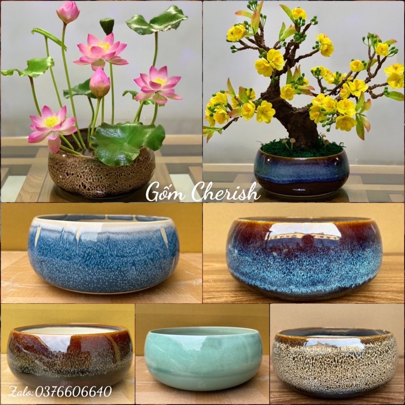 Chậu trồng sen nước mini ( CHẬU KHÔNG LỖ) chậu có lỗ, sz siêu to 26cm, nuôi cá thuỷ sinh
