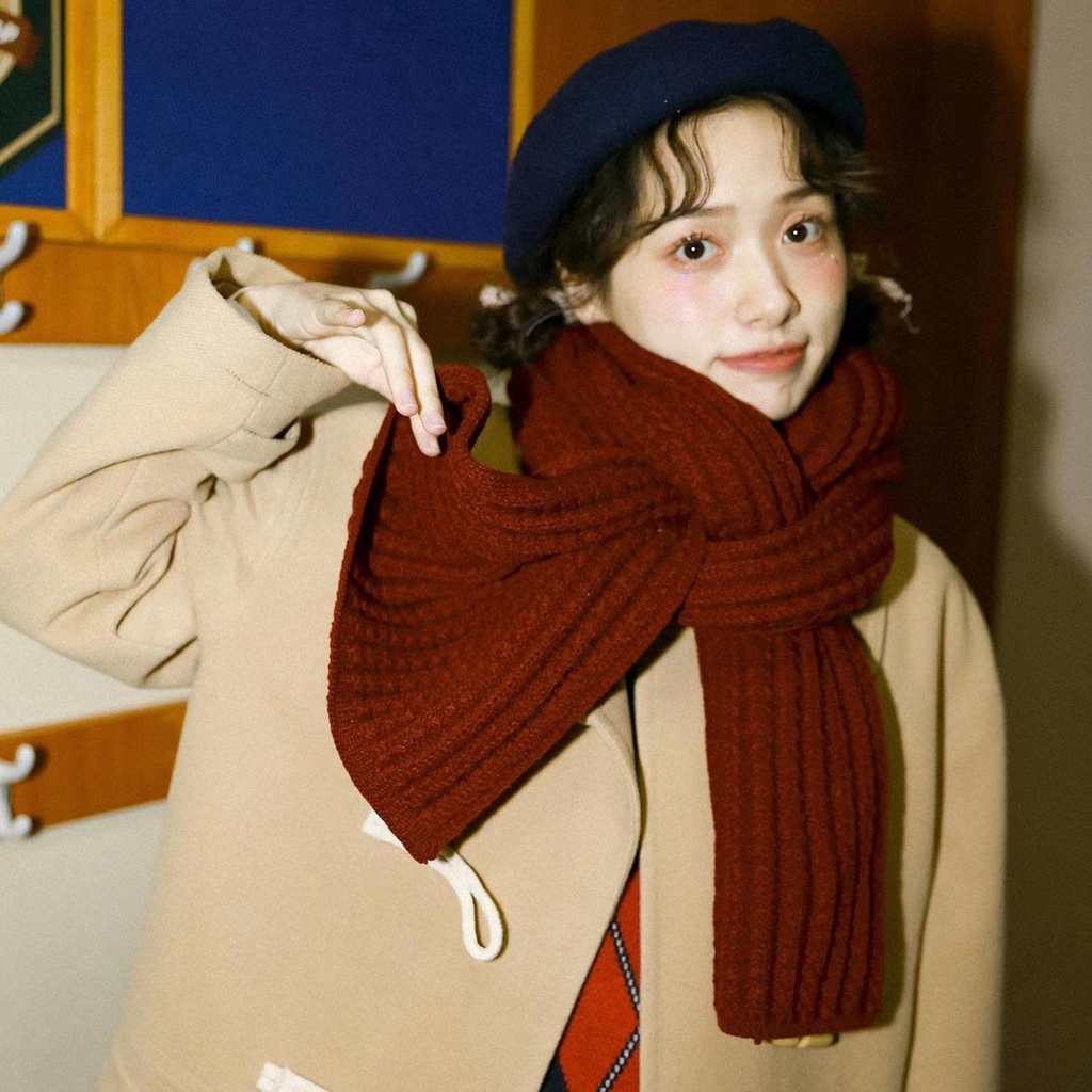 Khăn Choàng Cổ Dệt Kim Giữ Ấm Mùa Đông Phong Cách Hàn Quốc Cho Cặp Đôi