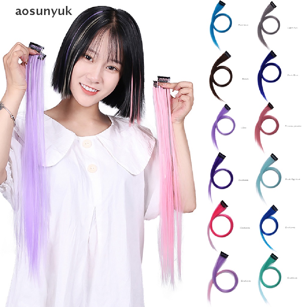 Aosunyuk Tóc Giả Xoăn Dài Vô Hình Màu Gradient Có Kẹp Tóc Giả