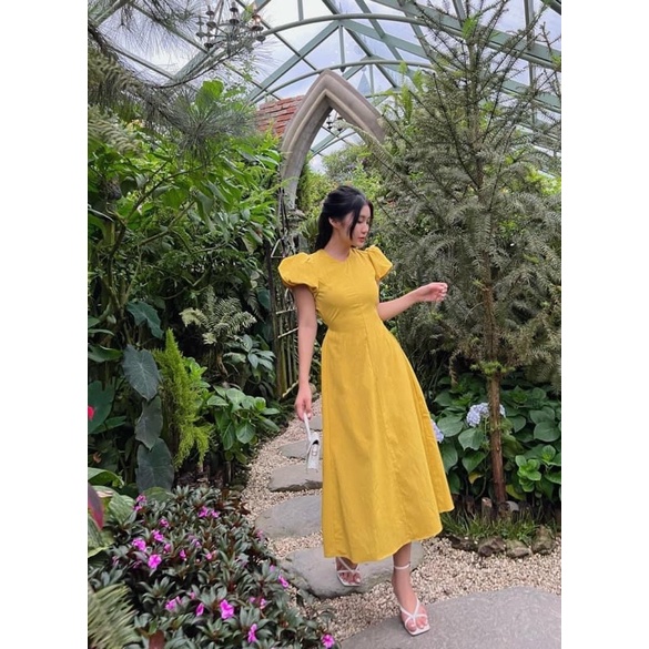 đầm midi tay bồng free size