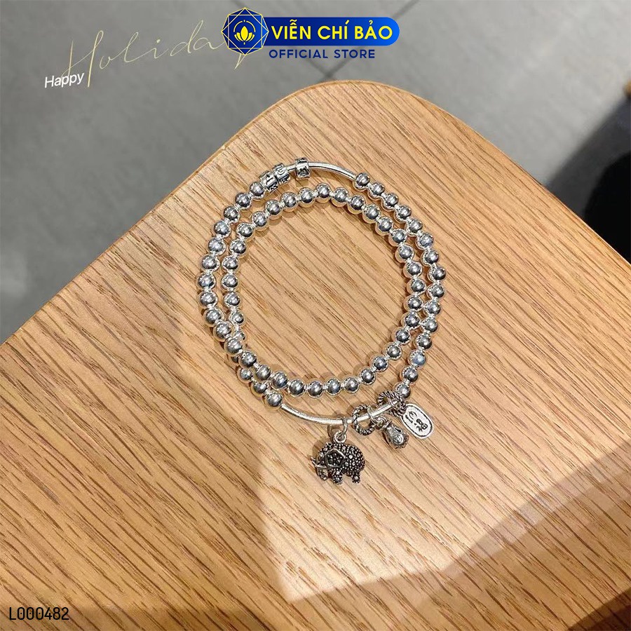 Vòng tay bạc nữ chuỗi bi charm voi lục tự - 5mm chất liệu bạc 925 thời trang phụ kiện trang sức Viễn Chí Bảo L000482
