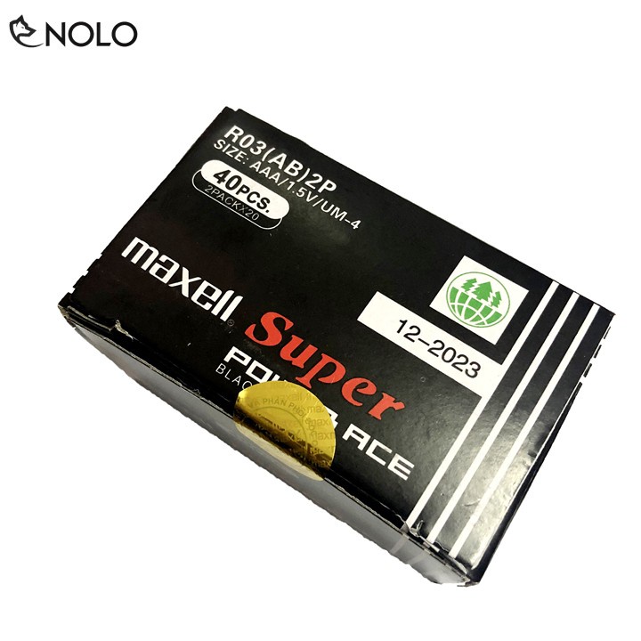 Hộp 40 Cục Pin Tiểu Mini R03 AAA 1,5V Maxell Dòng Super Power ACE Tem Bảo Đảm