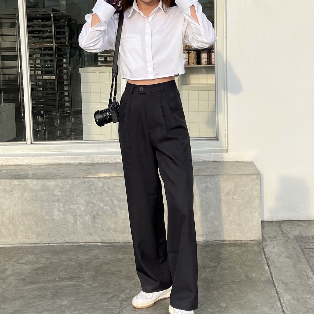 Áo Sơ Mi Croptop Trắng Délice