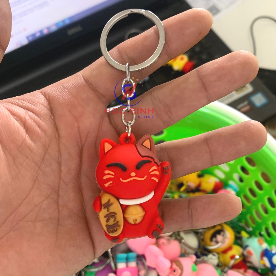 Móc khóa hoạt hình 3D dễ thương, nhiều mẫu, nhựa dẻo có quai kim loại