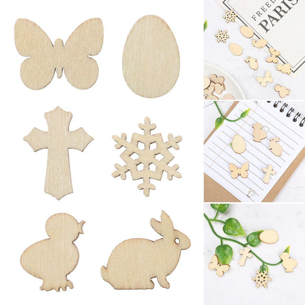 Set 50 Phụ Kiện Trang Trí Bằng Gỗ Họa Tiết Dễ Thương Bắt Mắt